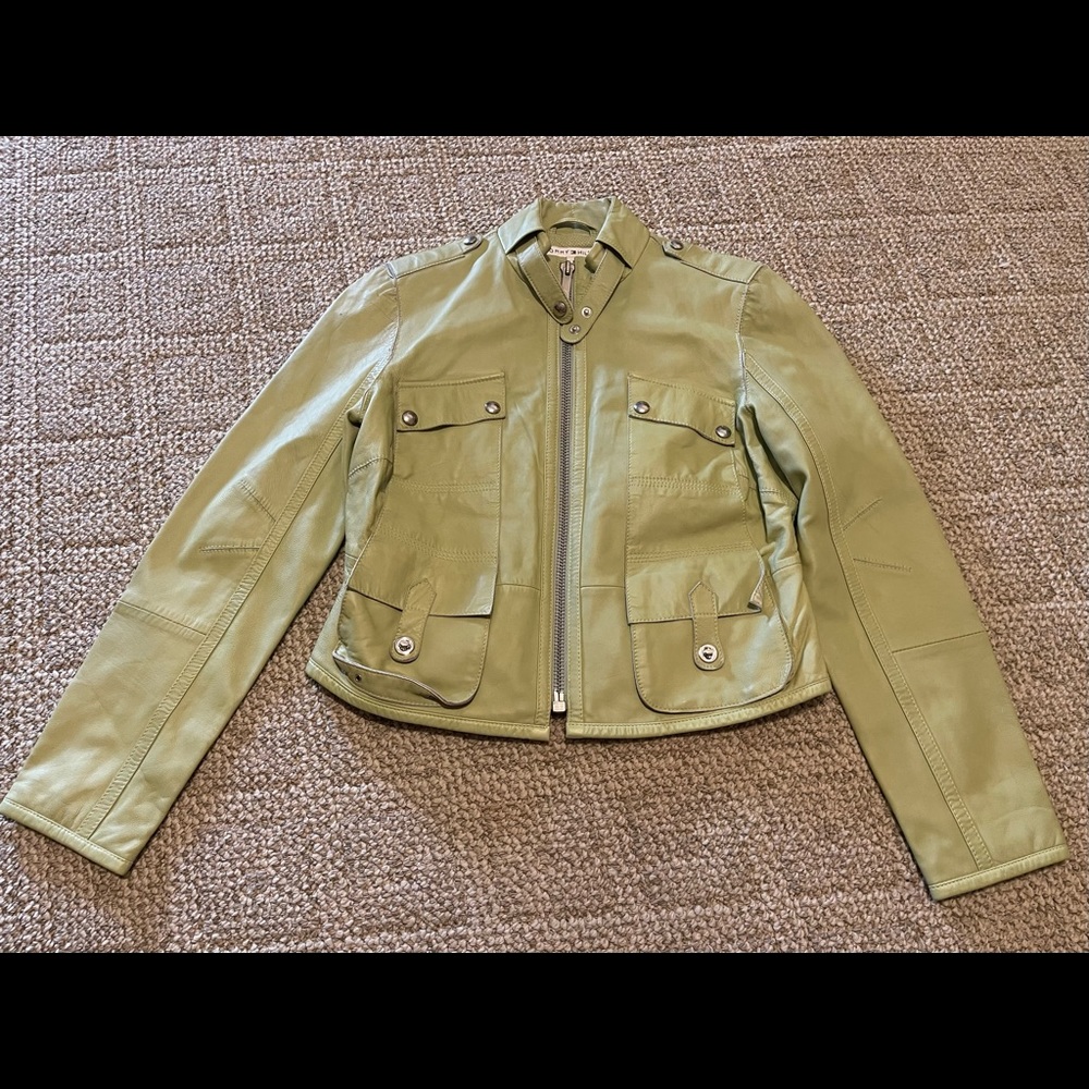 Tommy Hilfiger Genuine Leather Green Coat
